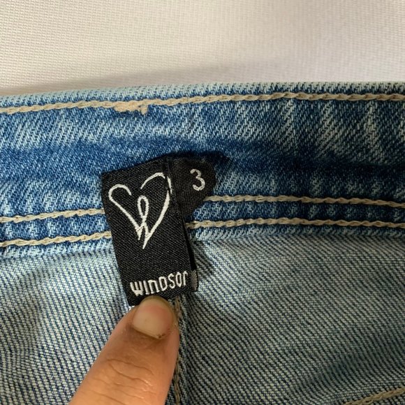 WINDSOR WOMENS SIZE 3 DENIM DISTRESSED BLUE SKINNY JEANS KNEE CASUAL TAPERED - Picture 9 of 15